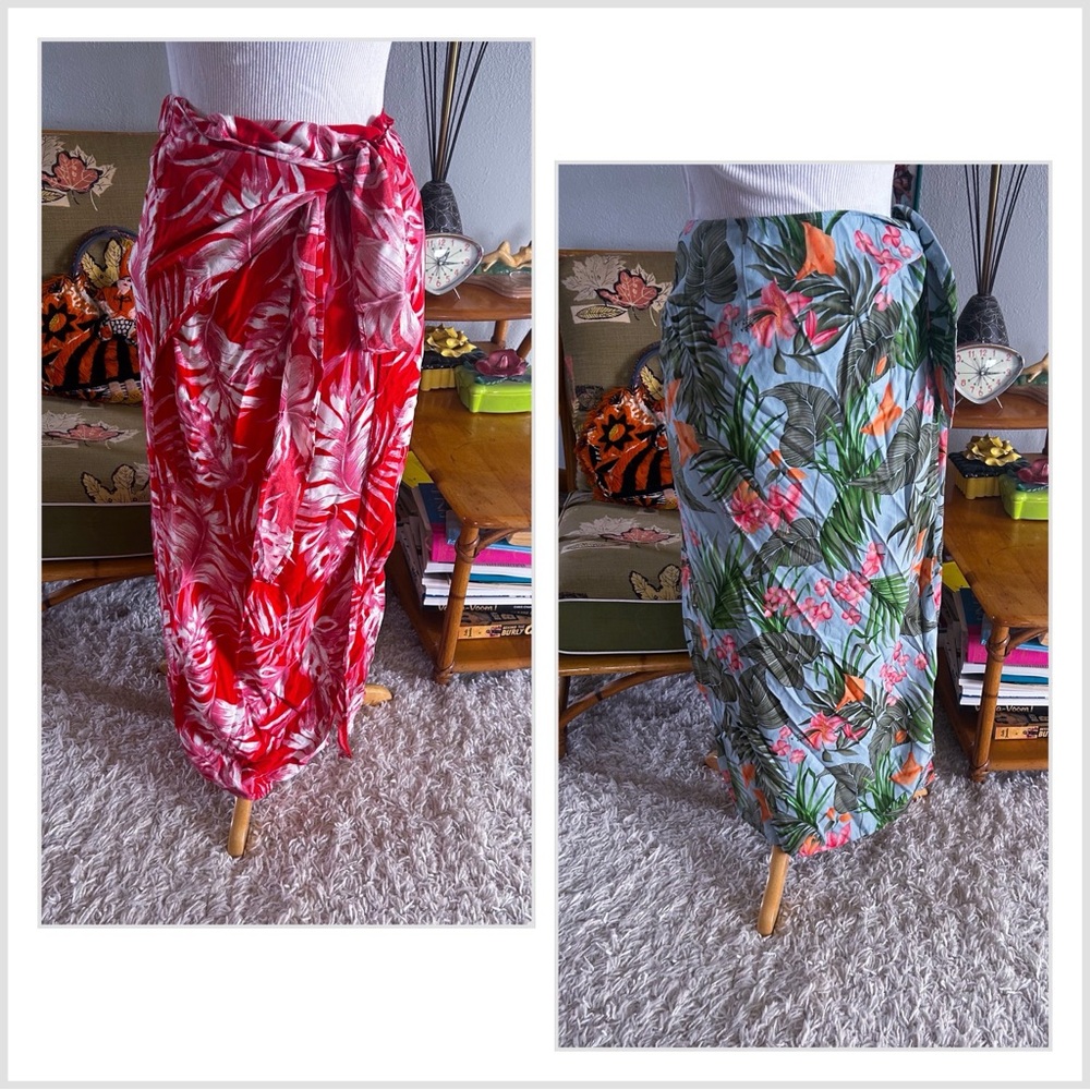 Tropical Skirt Lot | Wrap | Resort | Floral Multi | L | Retro | 40s 50s | Pinup